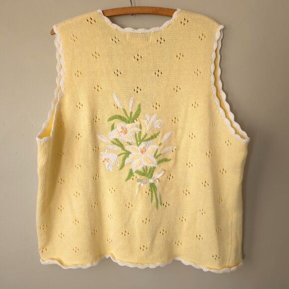 Vintage Mandal Bay Yellow Cardigan Button Up Grannycore Grandmacore Floral XL - Picture 2 of 11